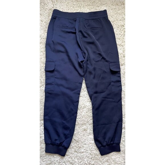 Banana Republic Womens Satin Cargo Joggers S Navy Blue Elastic Waist - Picture 5 of 5